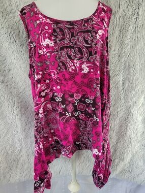 Woman Within Magenta Paisley Sleeveless Tunic